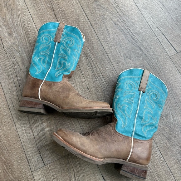 Roper Bart square toe cowboy boots turquoise men size 11 boots 9991 main image 8